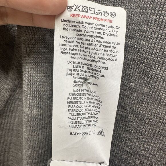 Muji Cardigan Womens Extra Large Grey 100% Wool Washable Japan Minimalist Casual - Picture 10 of 13
